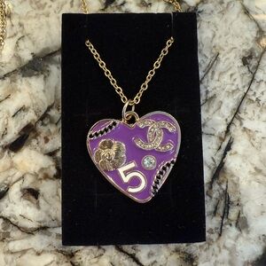 CC Purple Heart Pendant Necklace